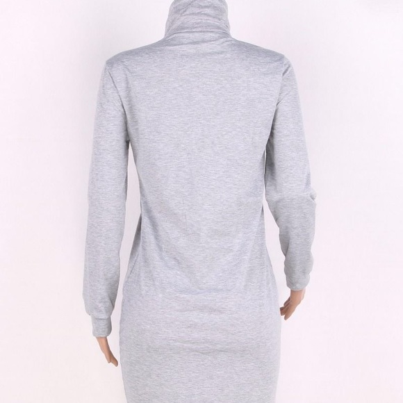 High Neck Sports Casual Dress Gray - Picture 3 of 6